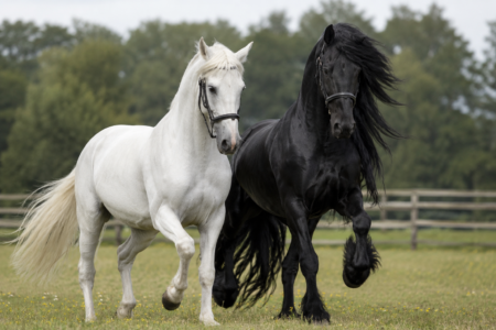 Lipizzaner and Friesian